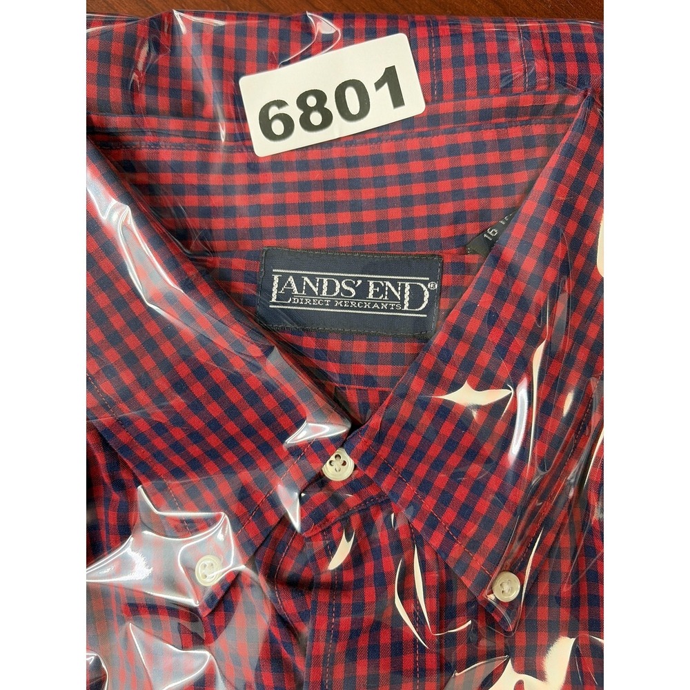Lands' End Shirt Mens LT Red Check Long Sleeve Button Down USA Casual Big Tall - Picture 7 of 7